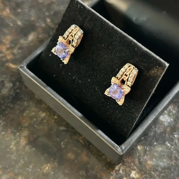 Tanzanite and Diamond Earrings - Picture 3 of 6